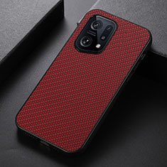 Soft Luxury Leather Snap On Case Cover B05H for Oppo Find X5 5G Red