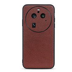 Soft Luxury Leather Snap On Case Cover B05H for Oppo Find X6 5G Brown