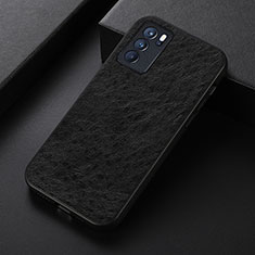 Soft Luxury Leather Snap On Case Cover B05H for Oppo Reno6 Pro 5G India Black
