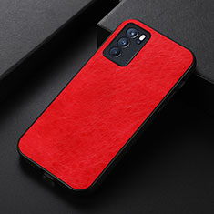 Soft Luxury Leather Snap On Case Cover B05H for Oppo Reno6 Pro 5G India Red
