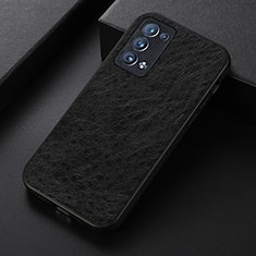 Soft Luxury Leather Snap On Case Cover B05H for Oppo Reno6 Pro+ Plus 5G Black