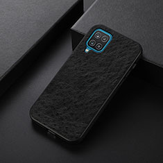 Soft Luxury Leather Snap On Case Cover B05H for Samsung Galaxy M12 Black