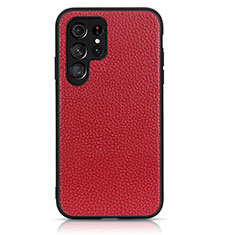 Soft Luxury Leather Snap On Case Cover B05H for Samsung Galaxy S21 Ultra 5G Red