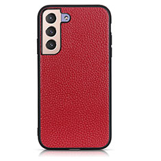 Soft Luxury Leather Snap On Case Cover B05H for Samsung Galaxy S22 5G Red