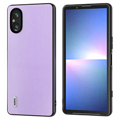 Soft Luxury Leather Snap On Case Cover B05H for Sony Xperia 5 V Purple