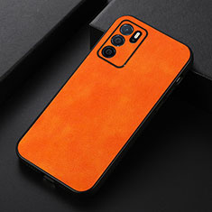 Soft Luxury Leather Snap On Case Cover B06H for Oppo A16 Orange