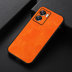 Soft Luxury Leather Snap On Case Cover B06H for Oppo A56S 5G Orange