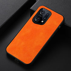 Soft Luxury Leather Snap On Case Cover B06H for Oppo Find X5 5G Orange