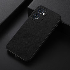 Soft Luxury Leather Snap On Case Cover B06H for Oppo Reno7 5G Black