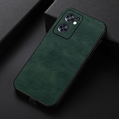 Soft Luxury Leather Snap On Case Cover B06H for Oppo Reno7 SE 5G Green