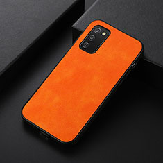 Soft Luxury Leather Snap On Case Cover B06H for Samsung Galaxy A02s Orange