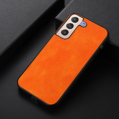 Soft Luxury Leather Snap On Case Cover B06H for Samsung Galaxy S21 Plus 5G Orange