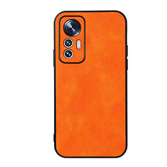 Soft Luxury Leather Snap On Case Cover B06H for Xiaomi Mi 12 5G Orange