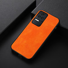 Soft Luxury Leather Snap On Case Cover B06H for Xiaomi Poco F4 5G Orange