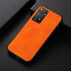 Soft Luxury Leather Snap On Case Cover B06H for Xiaomi Redmi Note 11 Pro 4G Orange