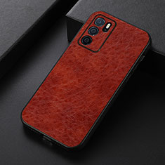 Soft Luxury Leather Snap On Case Cover B07H for Oppo A16s Brown