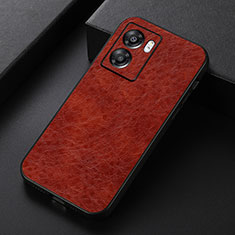 Soft Luxury Leather Snap On Case Cover B07H for Oppo A56S 5G Brown