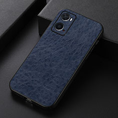 Soft Luxury Leather Snap On Case Cover B07H for Oppo A76 Blue