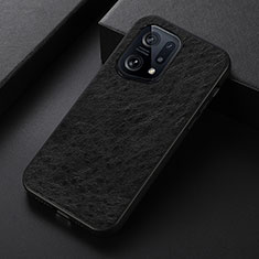 Soft Luxury Leather Snap On Case Cover B07H for Oppo Find X5 5G Black