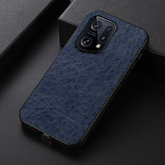 Soft Luxury Leather Snap On Case Cover B07H for Oppo Find X5 5G Blue