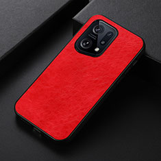 Soft Luxury Leather Snap On Case Cover B07H for Oppo Find X5 5G Red