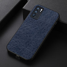 Soft Luxury Leather Snap On Case Cover B07H for Oppo Reno6 5G Blue