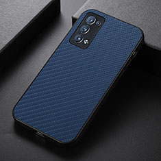 Soft Luxury Leather Snap On Case Cover B07H for Oppo Reno6 Pro 5G Blue