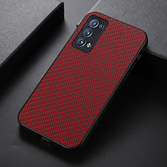 Soft Luxury Leather Snap On Case Cover B07H for Oppo Reno6 Pro 5G Red