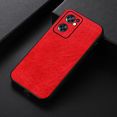 Soft Luxury Leather Snap On Case Cover B07H for Oppo Reno7 SE 5G Red