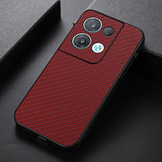 Soft Luxury Leather Snap On Case Cover B07H for Oppo Reno8 5G Red