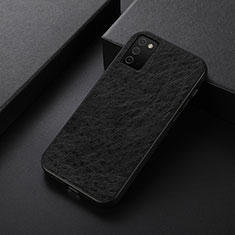 Soft Luxury Leather Snap On Case Cover B07H for Samsung Galaxy A02s Black