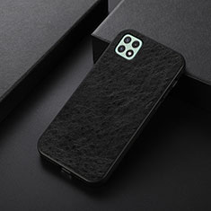 Soft Luxury Leather Snap On Case Cover B07H for Samsung Galaxy A22 5G Black