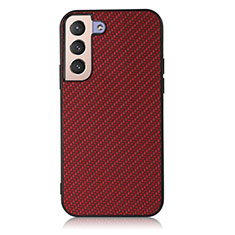 Soft Luxury Leather Snap On Case Cover B07H for Samsung Galaxy S22 5G Red