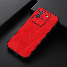 Soft Luxury Leather Snap On Case Cover B07H for Vivo iQOO Neo6 5G Red