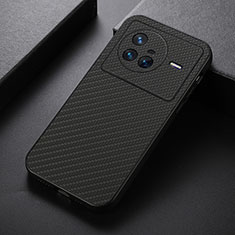 Soft Luxury Leather Snap On Case Cover B07H for Vivo X80 5G Black