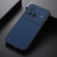 Soft Luxury Leather Snap On Case Cover B07H for Vivo X80 5G Blue
