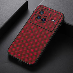 Soft Luxury Leather Snap On Case Cover B07H for Vivo X80 5G Red