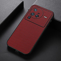 Soft Luxury Leather Snap On Case Cover B07H for Vivo X80 Pro 5G Red