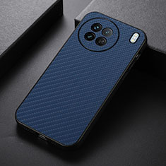 Soft Luxury Leather Snap On Case Cover B07H for Vivo X90 5G Blue
