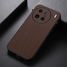 Soft Luxury Leather Snap On Case Cover B07H for Vivo X90 Pro 5G Brown