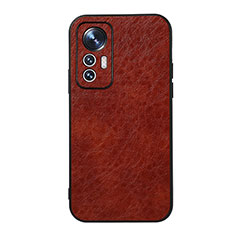 Soft Luxury Leather Snap On Case Cover B07H for Xiaomi Mi 12 5G Brown