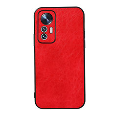 Soft Luxury Leather Snap On Case Cover B07H for Xiaomi Mi 12 5G Red