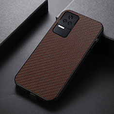 Soft Luxury Leather Snap On Case Cover B07H for Xiaomi Poco F4 5G Brown