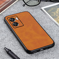 Soft Luxury Leather Snap On Case Cover B08H for Oppo A56S 5G Brown
