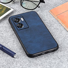 Soft Luxury Leather Snap On Case Cover B08H for Oppo A57 5G Blue