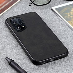Soft Luxury Leather Snap On Case Cover B08H for Oppo Find X5 5G Black