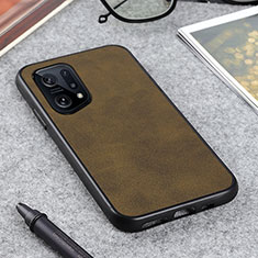 Soft Luxury Leather Snap On Case Cover B08H for Oppo Find X5 5G Green