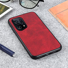 Soft Luxury Leather Snap On Case Cover B08H for Oppo Find X5 5G Red