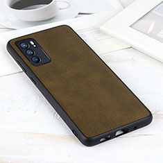 Soft Luxury Leather Snap On Case Cover B08H for Oppo Reno6 5G Green