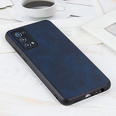 Soft Luxury Leather Snap On Case Cover B08H for Oppo Reno6 Pro 5G Blue